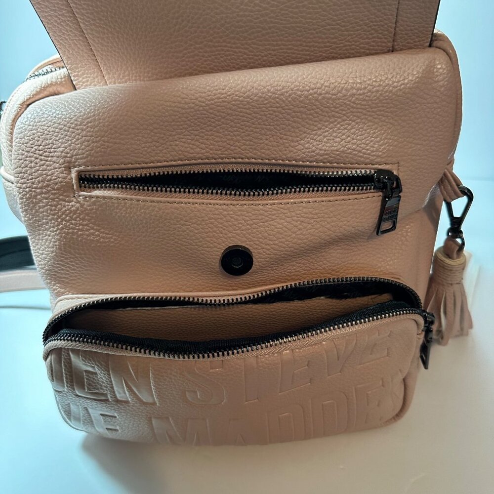 Steve Madden Logo Backpack Shoulder Bag Purse Blush Pink - Picture 8 of 12